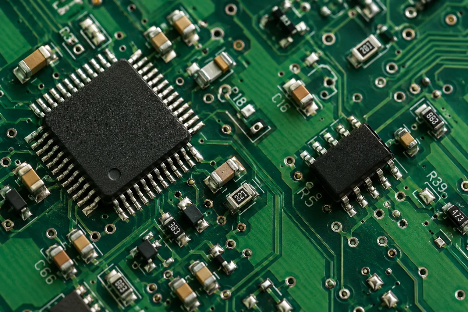 PCB circuit board macro photography